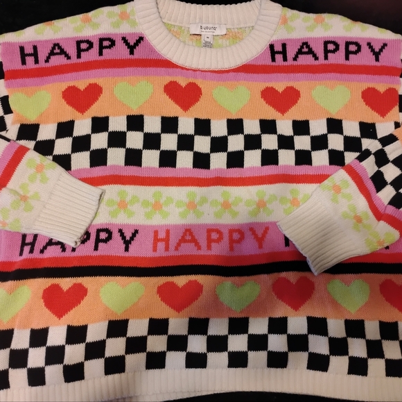 b.young Knit Sweater with Green and Peach Accents - Picture 2 of 5